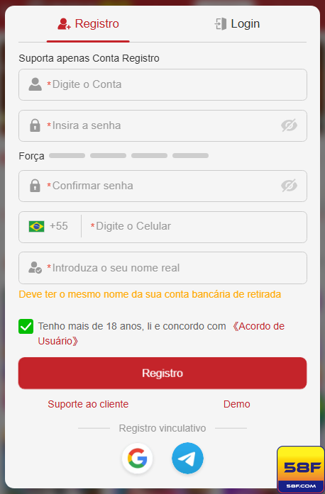 Experiência de Jogos 58f.com